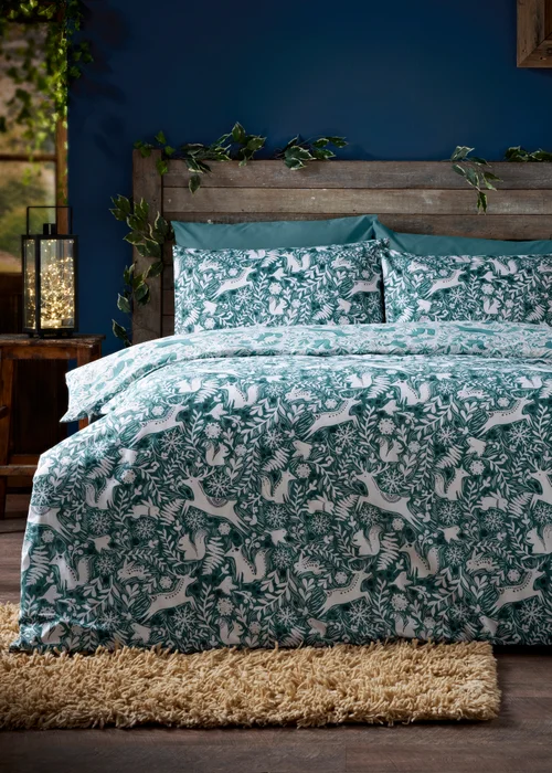 Teal Forest Duvet Set - Single Image 1