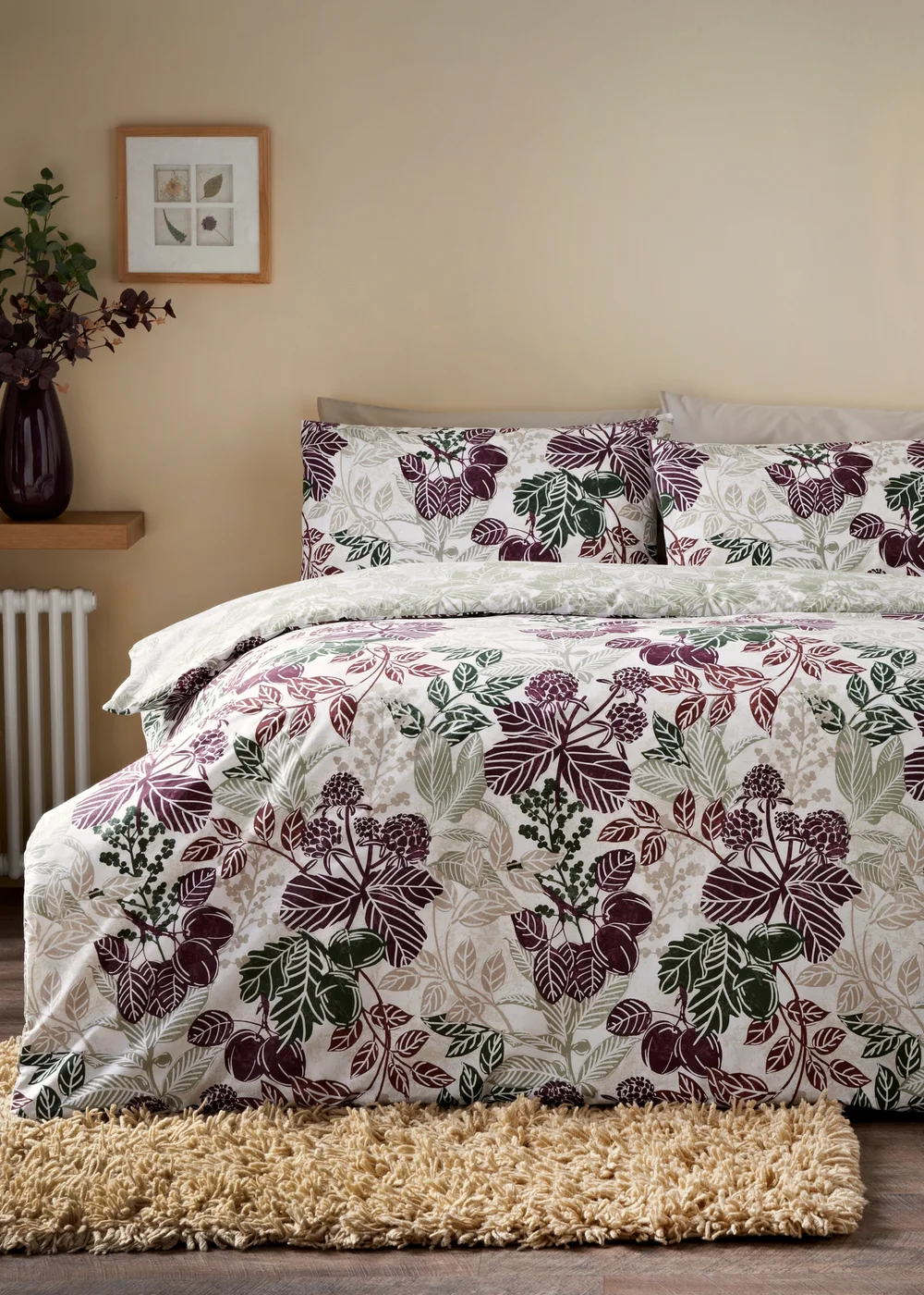 Purple Winter Floral Duvet Set - Single Image 1
