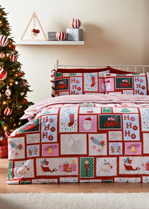 Joyful Christmas Postcard Duvet Set - Single Image 1