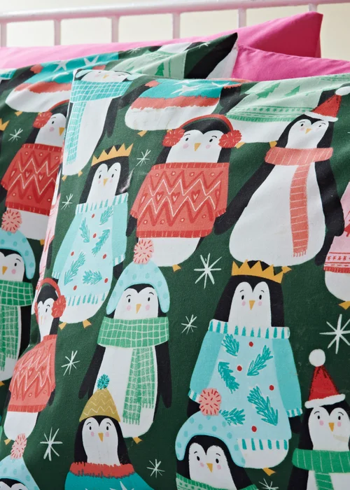 Joyful Multicoloured Penguin Duvet Set - Single Image 2