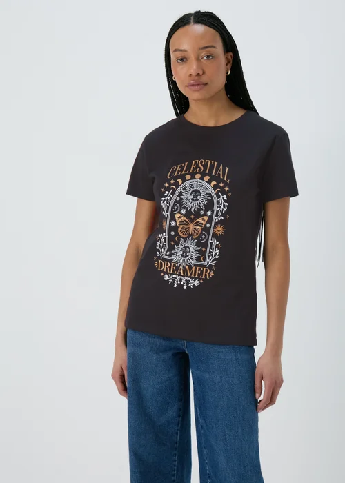 Black Celestial Graphic T-Shirt - 8 Image 1