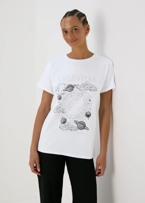White Celestial Graphic T-Shirt - 8 Image 1
