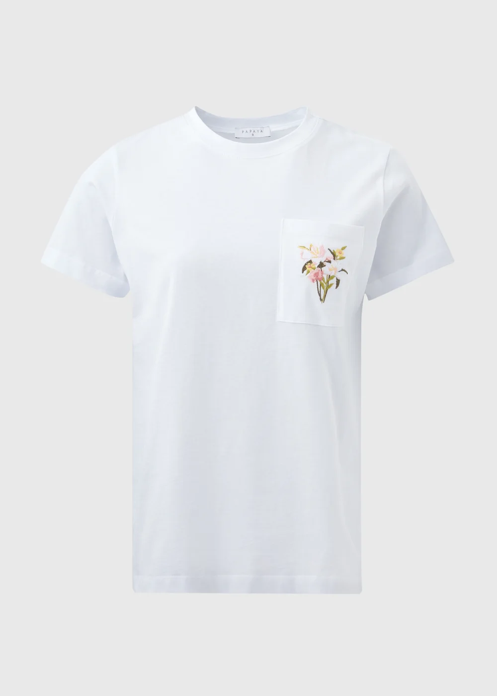 White Embroidered Pocket T-Shirt - 8 Image 5