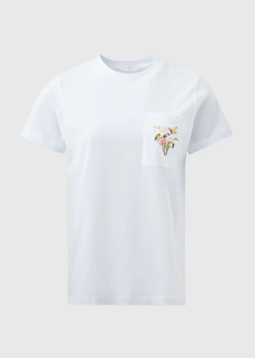 White Embroidered Pocket T-Shirt - 8 Image 5