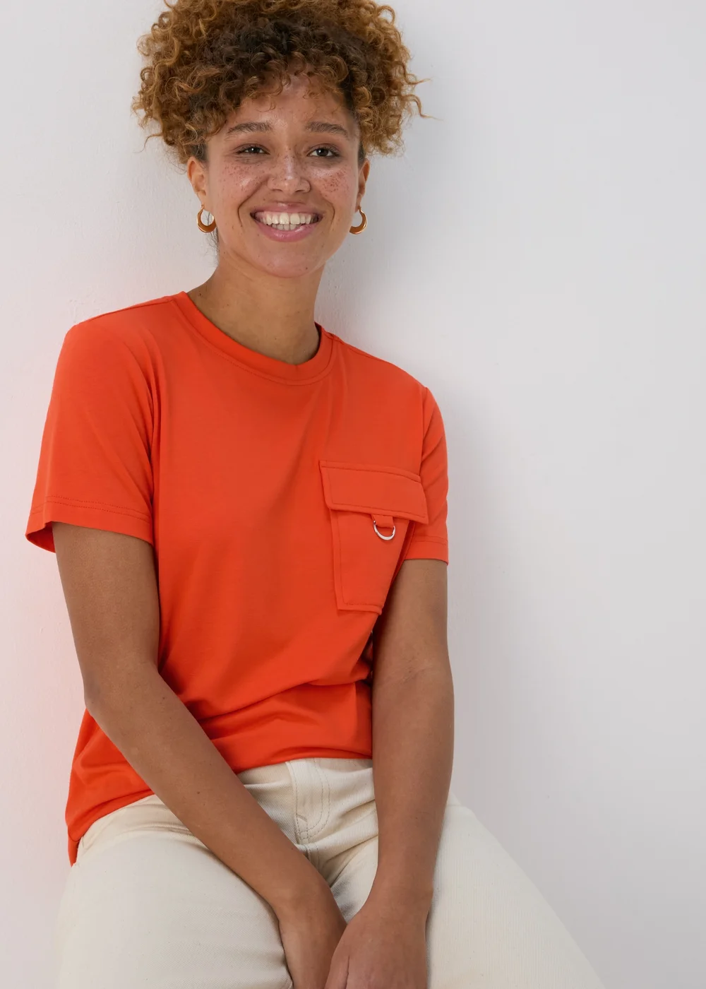 Orange Pocket Detail T-shirt - Size 8 Image 4