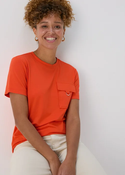 Orange Pocket Detail T-shirt - Size 8 Image 4