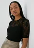 Black Lace Yoke Top - Size 8 Image 1