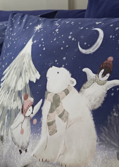 Wondrous Christmas Navy Polar Bear Duvet Set - Single Image 2