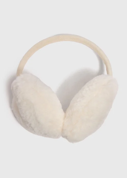 Girls Cream Heart Earmuffs - One Size Image 2