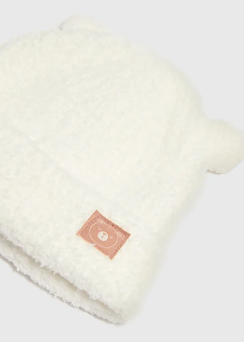 Baby Cream Fluffy Bear Beanie (Newborn-24mths) - Age 0 - 3 Months Image 2