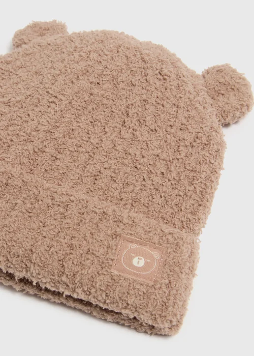 Baby Brown Fluffy Bear Beanie (Newborn-24mths) - Age 0 - 3 Months Image 2