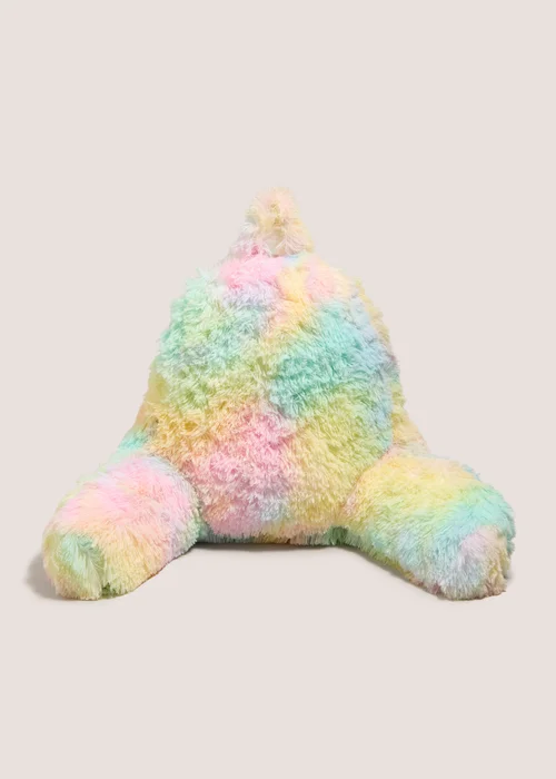 Rainbow Faux Fur Cuddle Cushion Image 1