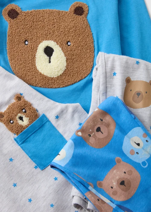 2 Pack Boys Blue Bear Pyjama Set (1-7yrs) - Age 2 - 3 Years Image 2