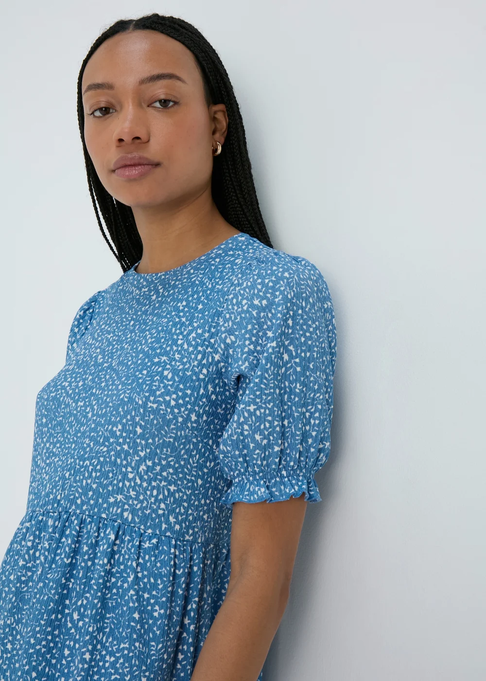Blue Textured Mini Dress - 8 Image 1