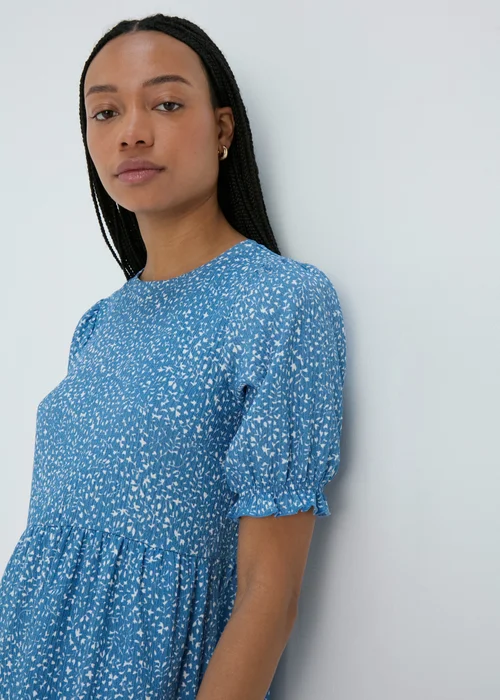 Blue Textured Mini Dress - 8 Image 1