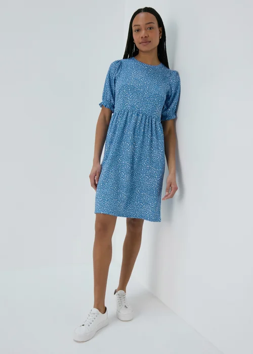 Blue Textured Mini Dress - 8 Image 3