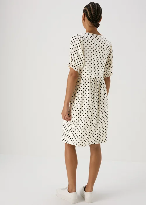 White Spot Print Textured Mini Dress - 8 Image 2