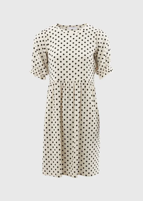 White Spot Print Textured Mini Dress - 8 Image 5