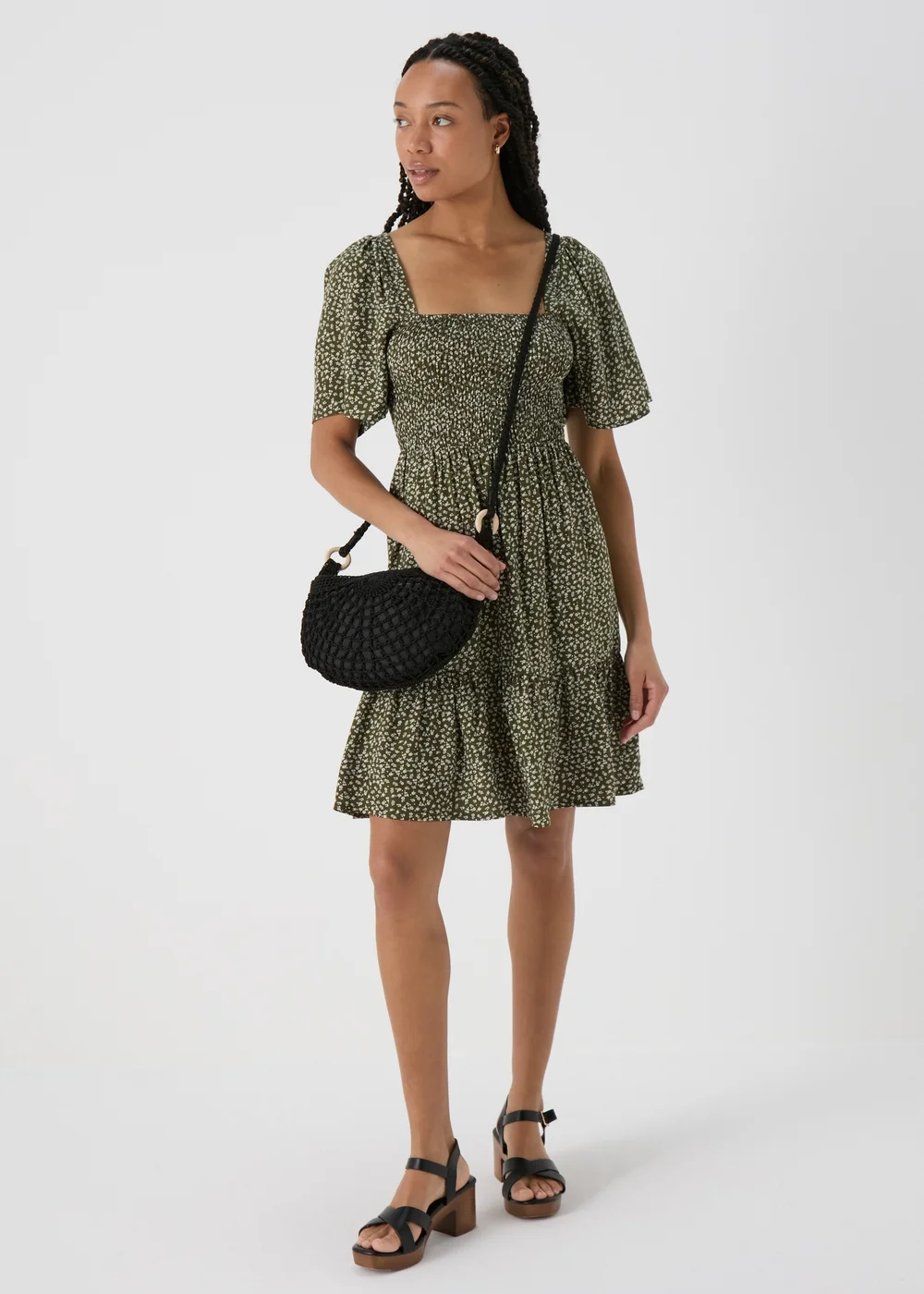 Green Shirred Bodice Mini Dress - 8 Image 4