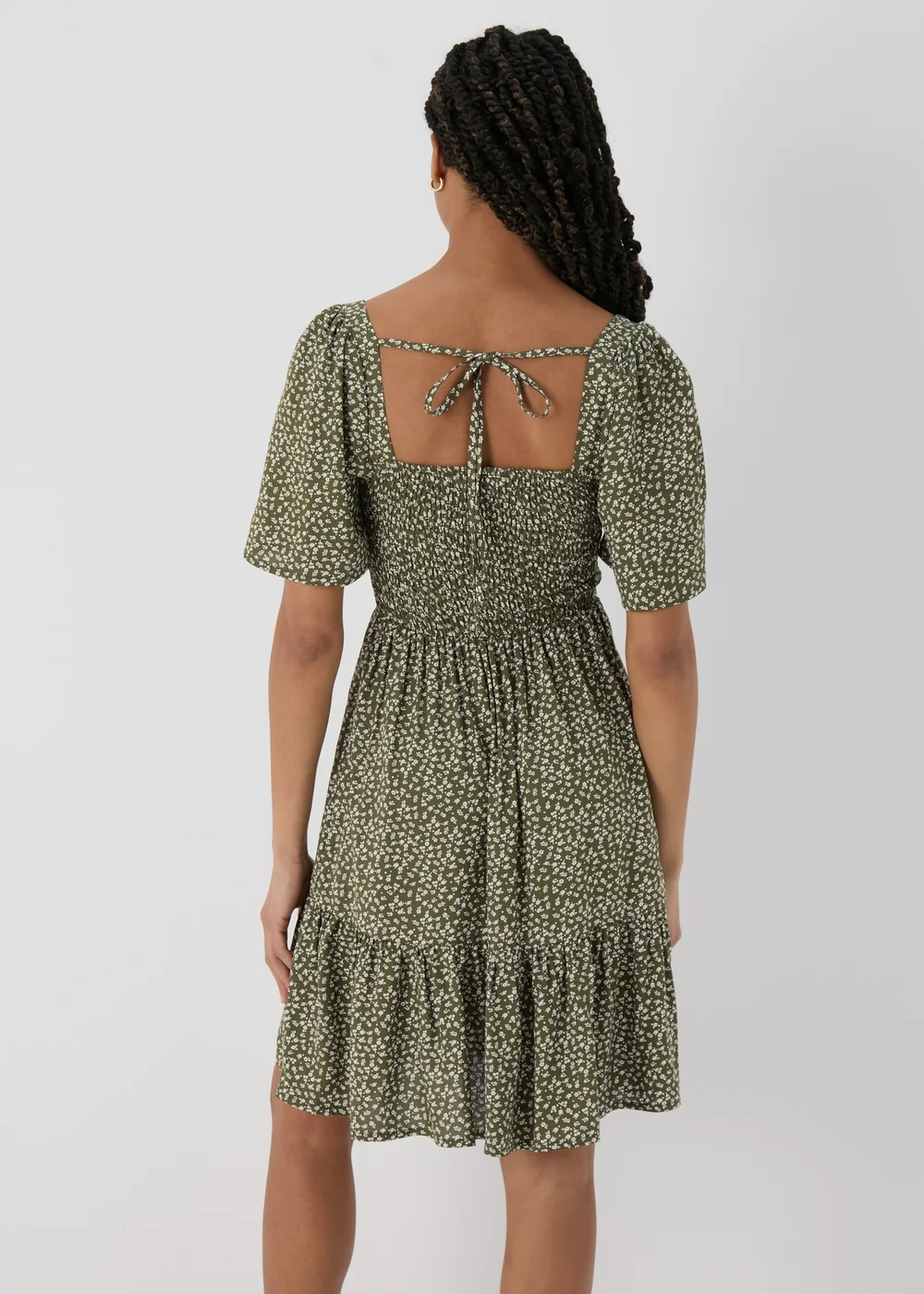 Green Shirred Bodice Mini Dress - 8 Image 2