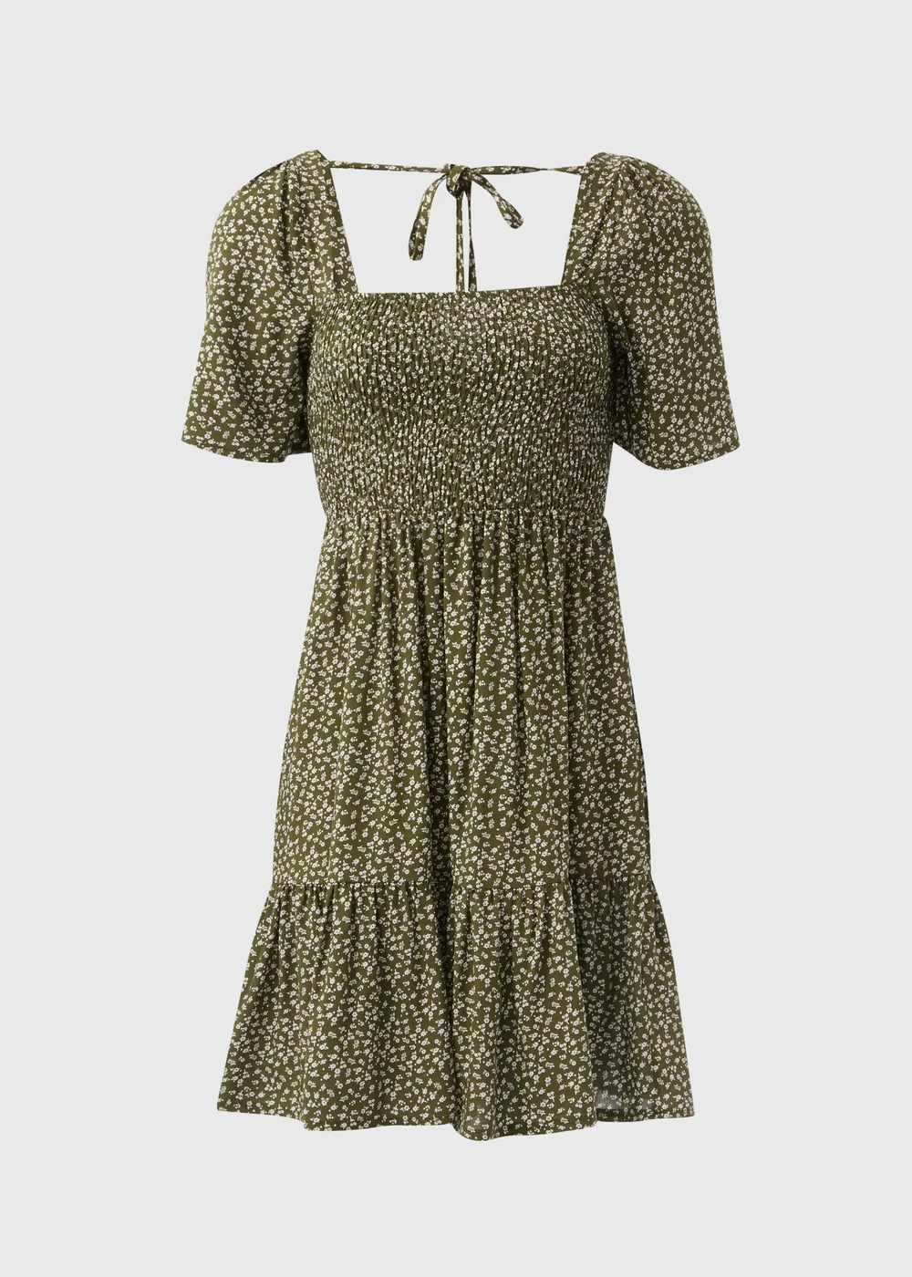 Green Shirred Bodice Mini Dress - 8 Image 5