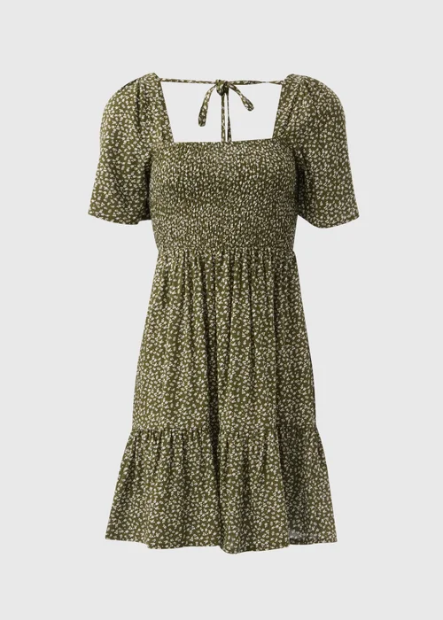 Green Shirred Bodice Mini Dress - 8 Image 5