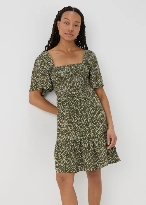 Green Shirred Bodice Mini Dress - 8 Image 1