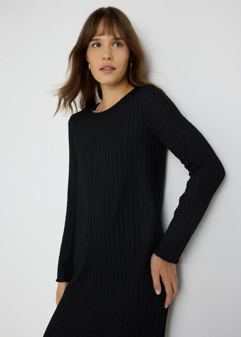 Black Textured Midi Dress - 8 Image 3