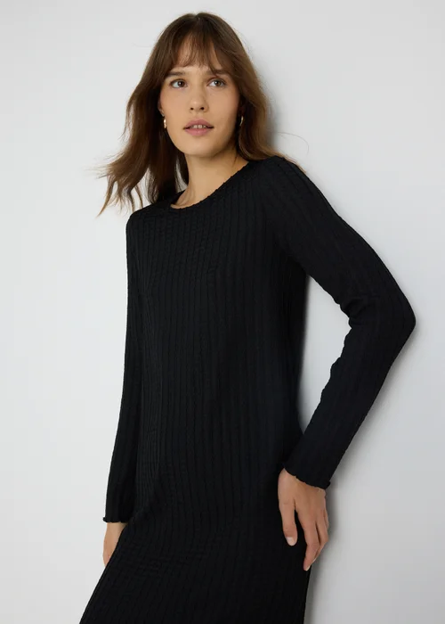 Black Textured Midi Dress - 8 Image 3