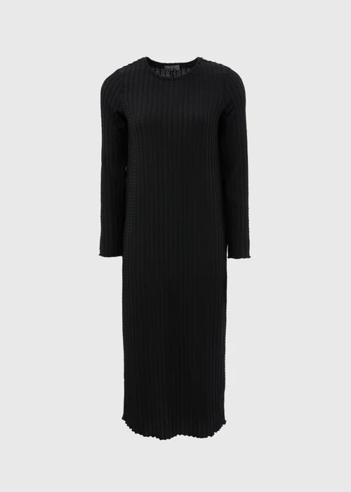 Black Textured Midi Dress - 8 Image 4