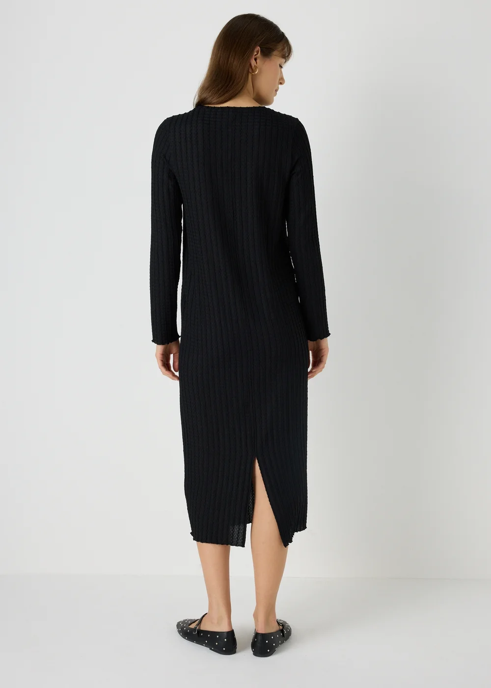 Black Textured Midi Dress - 8 Image 2