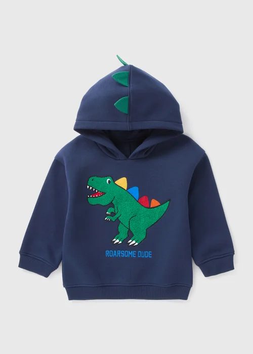Boys Navy Dinosaur Hoodie (1-7yrs) - 1-1.5 Yrs Image 1