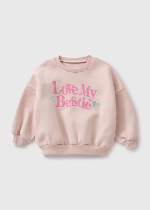 Girls Pink Love My Bestie Sweatshirt (1-7yrs) - 1-1.5 Yrs Image 1