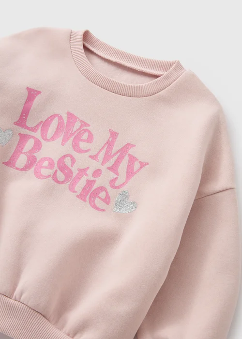 Girls Pink Love My Bestie Sweatshirt (1-7yrs) - 1-1.5 Yrs Image 2