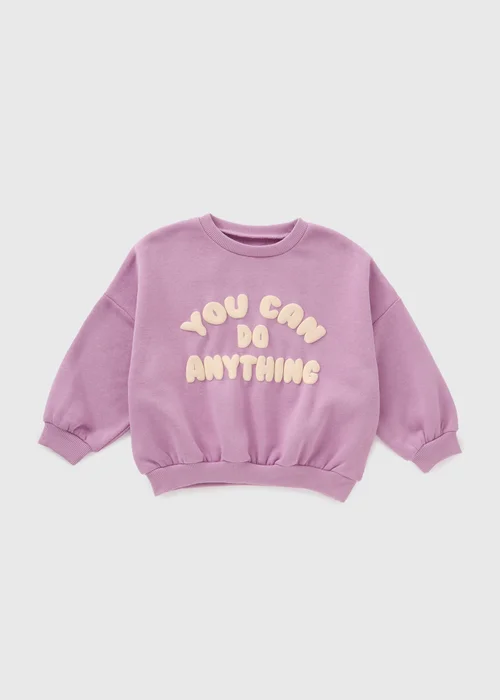 Girls Lilac You Can Do Anything Sweatshirt (1-7yrs) - 1-1.5 Yrs Image 1