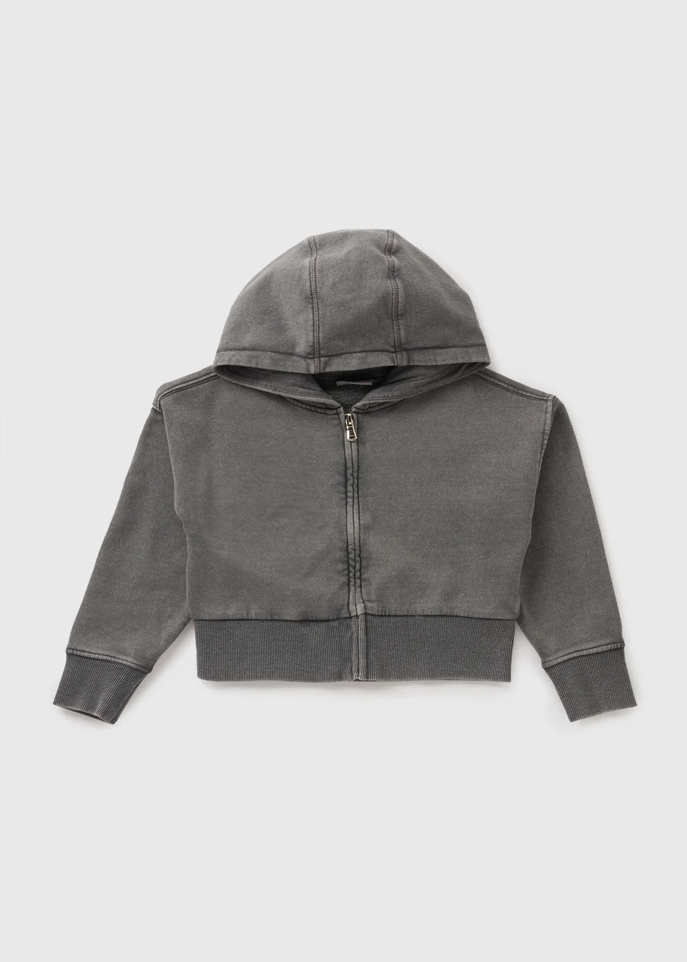 Girls Charcoal Acid Wash Zip Up Hoodie (7-15yrs) - 7 Yrs Image 1