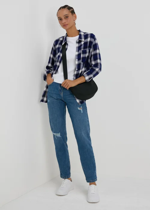 Blue Brushed Check Shirt - 8 Image 4