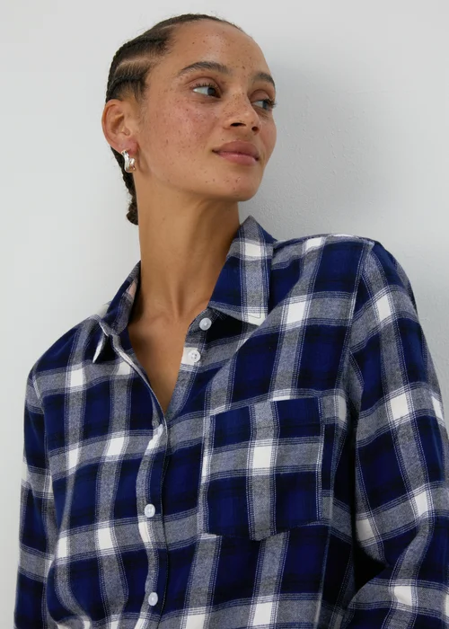 Blue Brushed Check Shirt - 8 Image 3