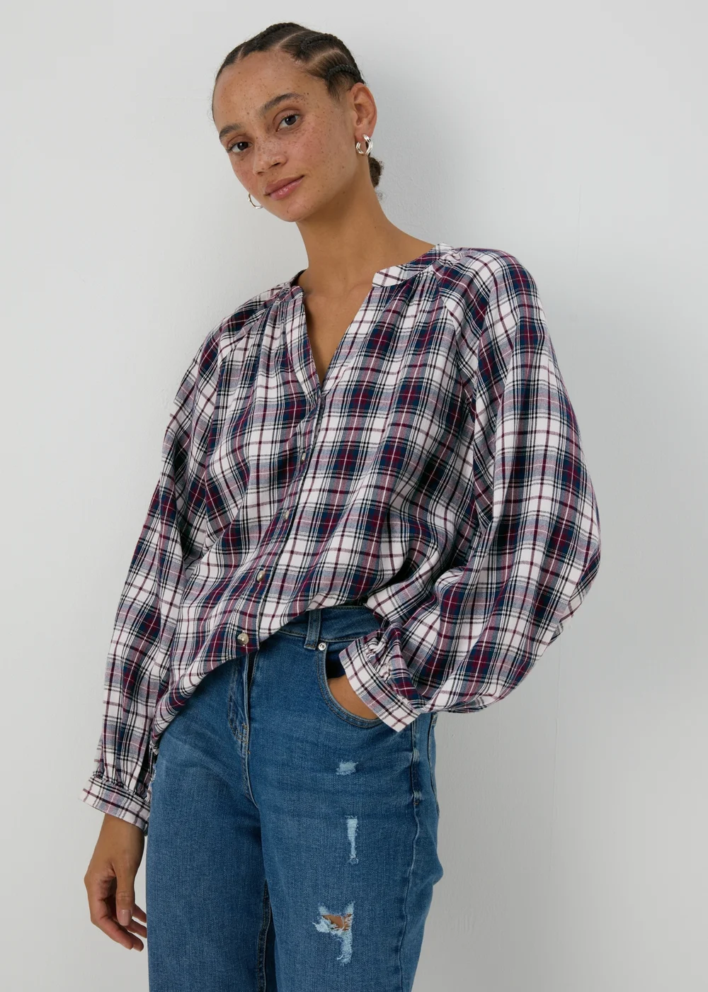 Multi Coloured Check Blouse - Size 8 Image 1