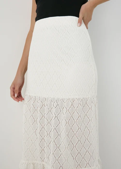 Ivory Smocked Patterned Maxi Skirt - 8 Image 3