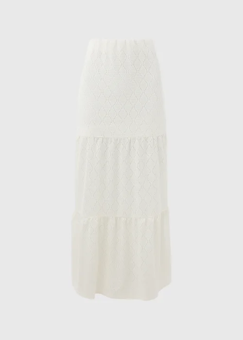 Ivory Smocked Patterned Maxi Skirt - 8 Image 5