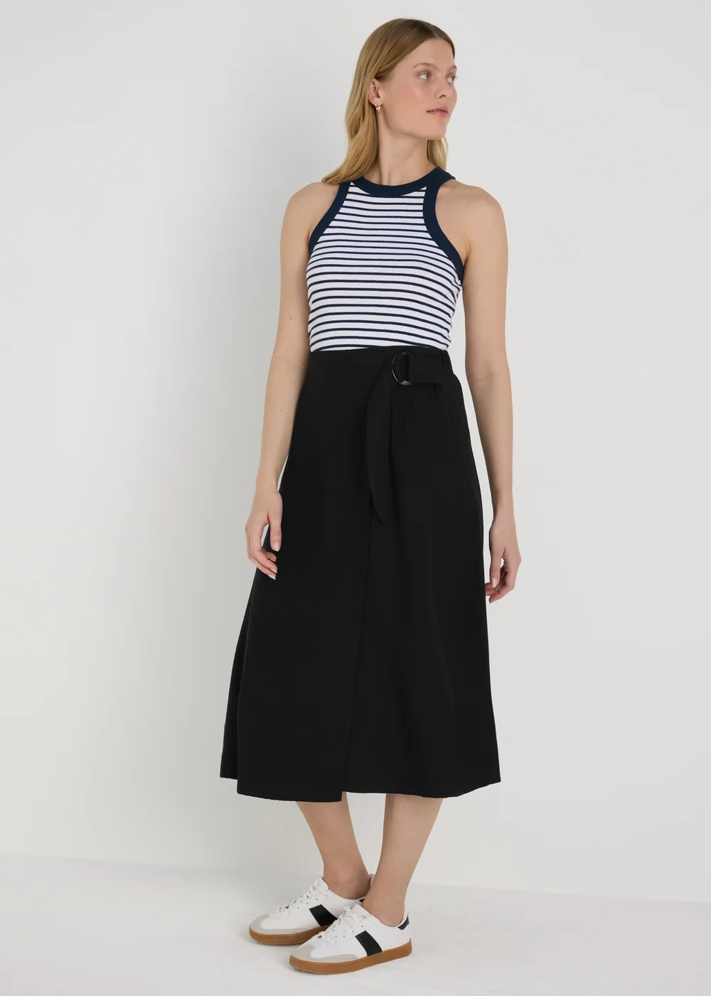 Black Buckle Tie Midi Wrap Skirt - 8 Image 1