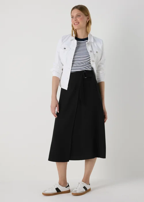 Black Buckle Tie Midi Wrap Skirt - 8 Image 4