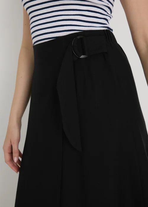 Black Buckle Tie Midi Wrap Skirt - 8 Image 3