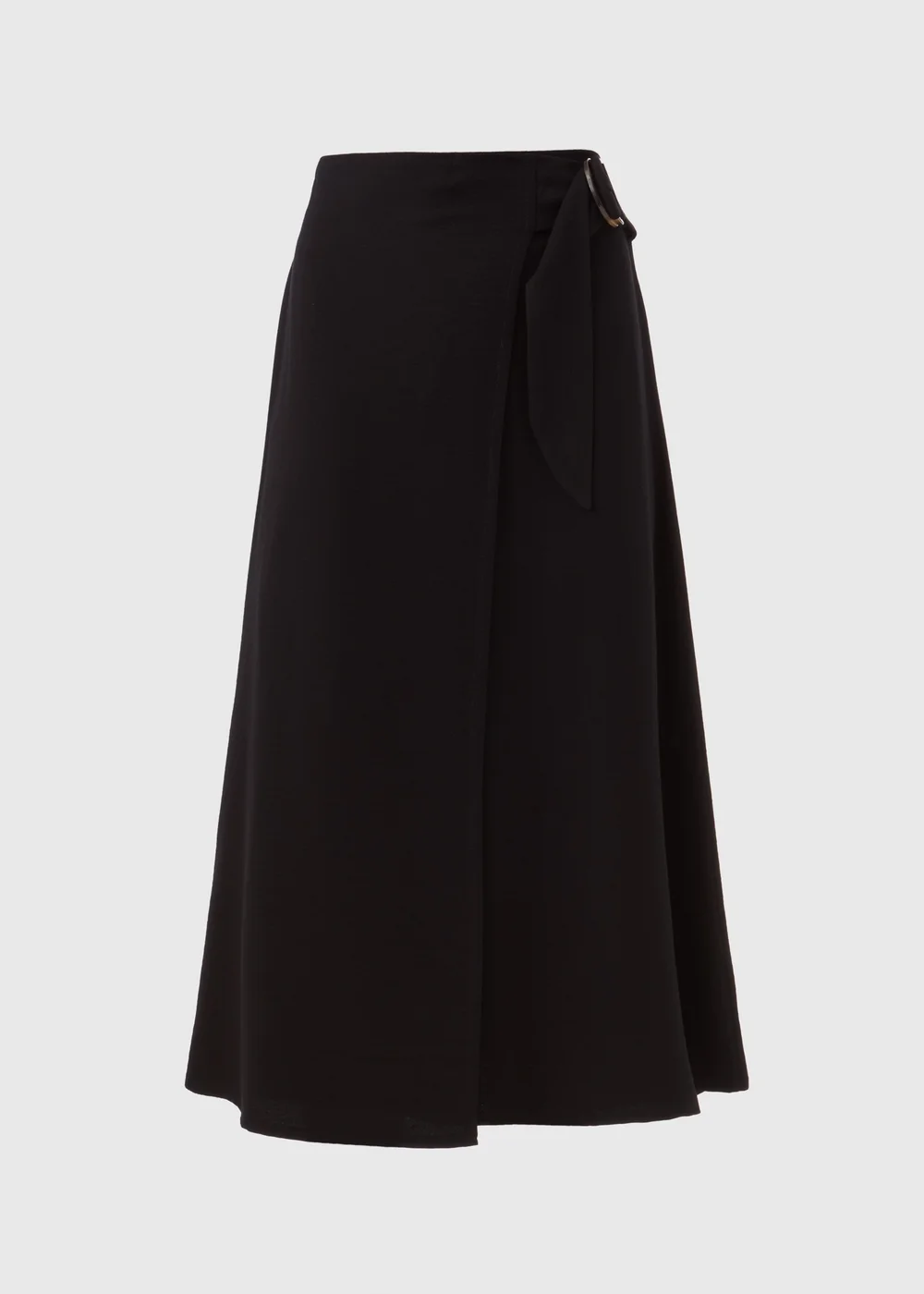Black Buckle Tie Midi Wrap Skirt - 8 Image 5