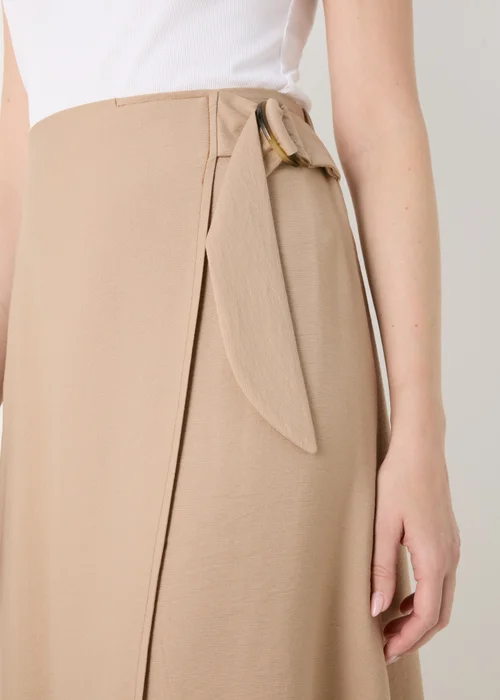 Stone Buckle Tie Midi Wrap Skirt - 8 Image 3