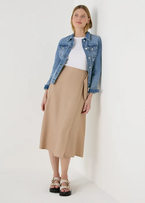 Stone Buckle Tie Midi Wrap Skirt - 8 Image 4