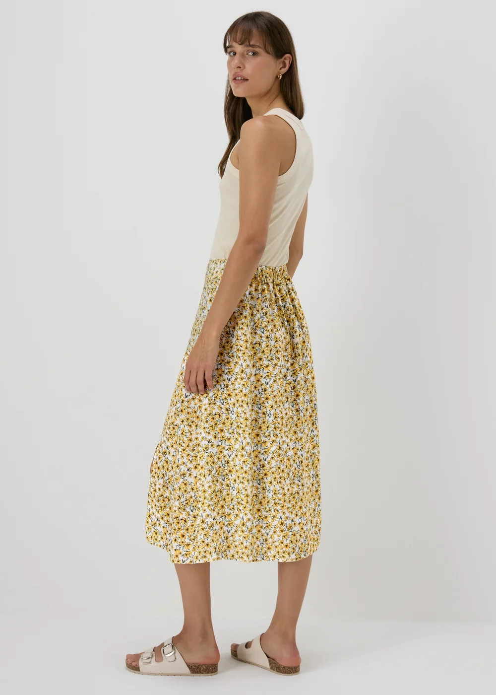 Yellow Floral Midi Skirt - 8 Image 2