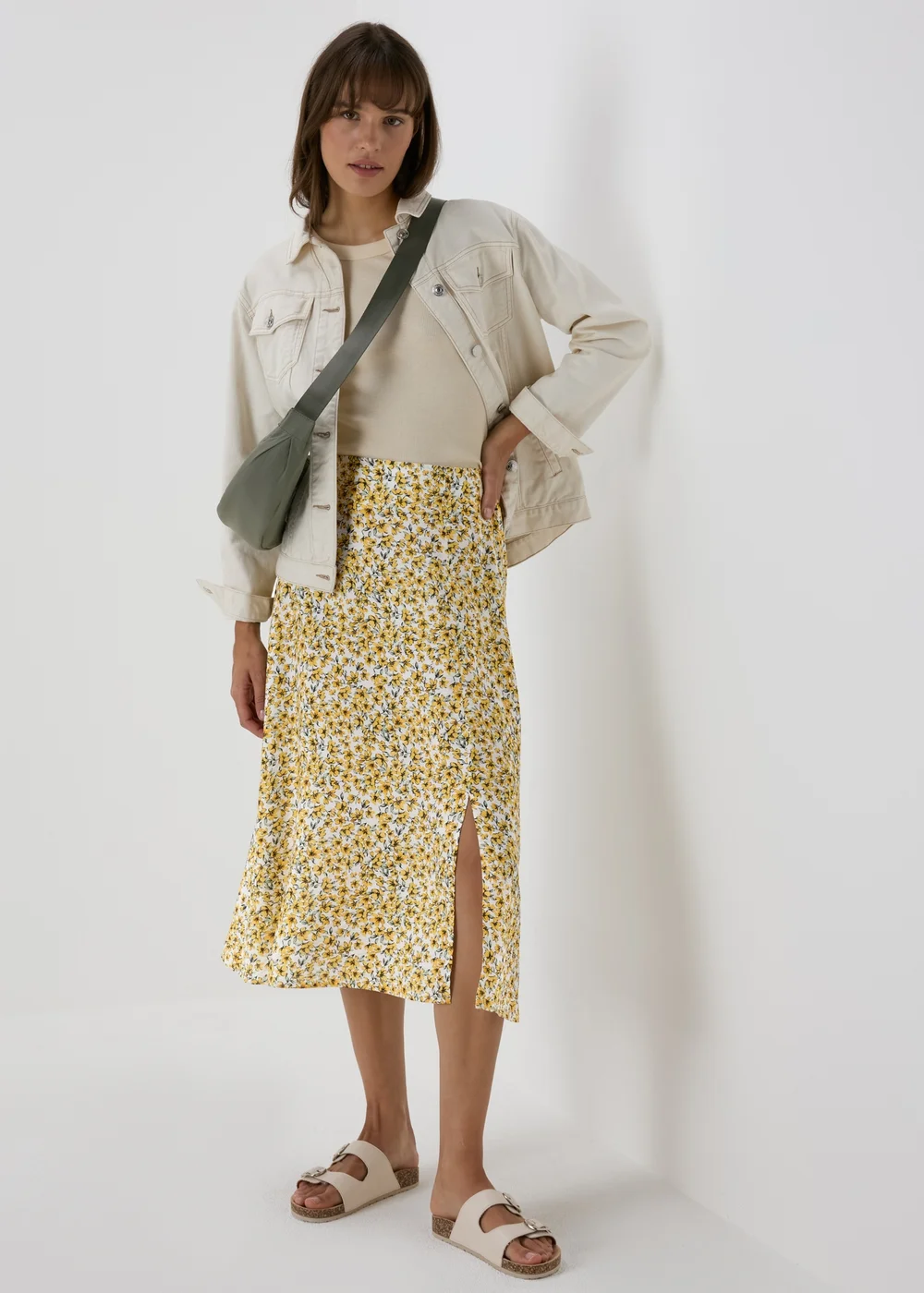 Yellow Floral Midi Skirt - 8 Image 4