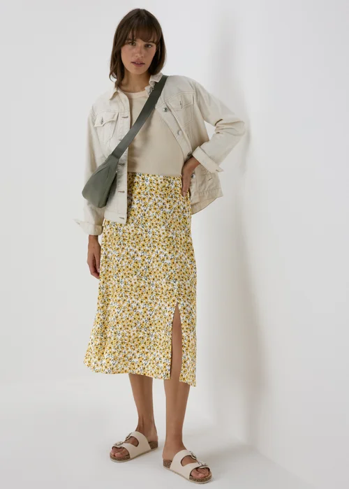 Yellow Floral Midi Skirt - 8 Image 4